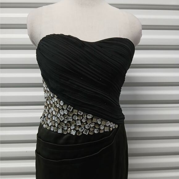 Faviana Womens Cocktail Dress Size Small Black Formal Strapless Crystal Beaded - Picture 4 of 11